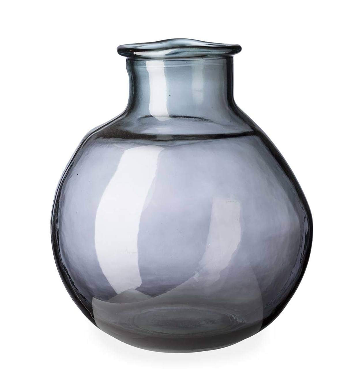 VivaTerra Recycled Tall Glass Balloon Vase – Handblown Glass Vases for Centerpieces – Unique Organic Shape in a Delicate Aqua Color – Sustainable and Unique Home Decor (19" H x 10" Dia.)