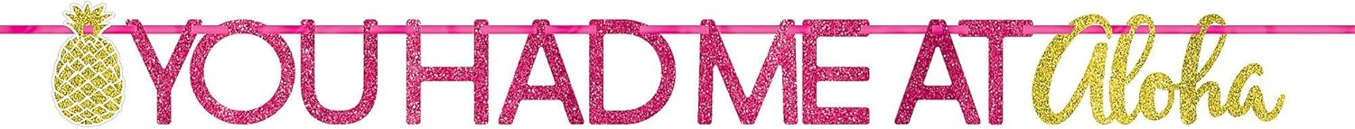 Toys Hawaiian Luau 'Aloha' Glitter Banner, Gold, 1 Count