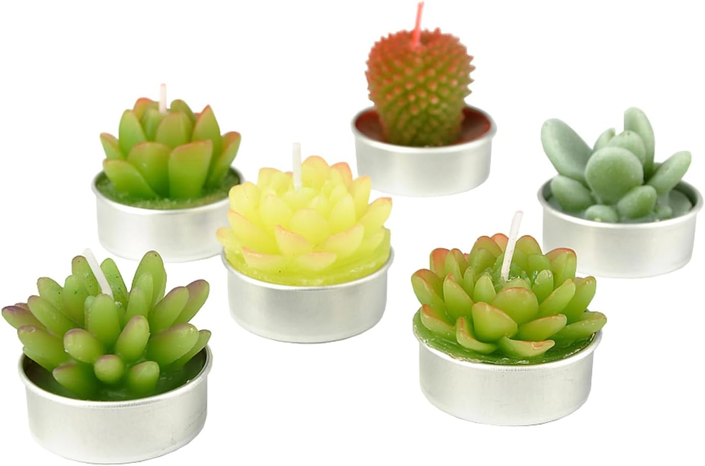 SSleng Cactus Tealight Candles, Handmade Delicate Succulent Cactus Candles（ Perfect for Birthday Party ,Wedding, Spa, Home Decor) C66