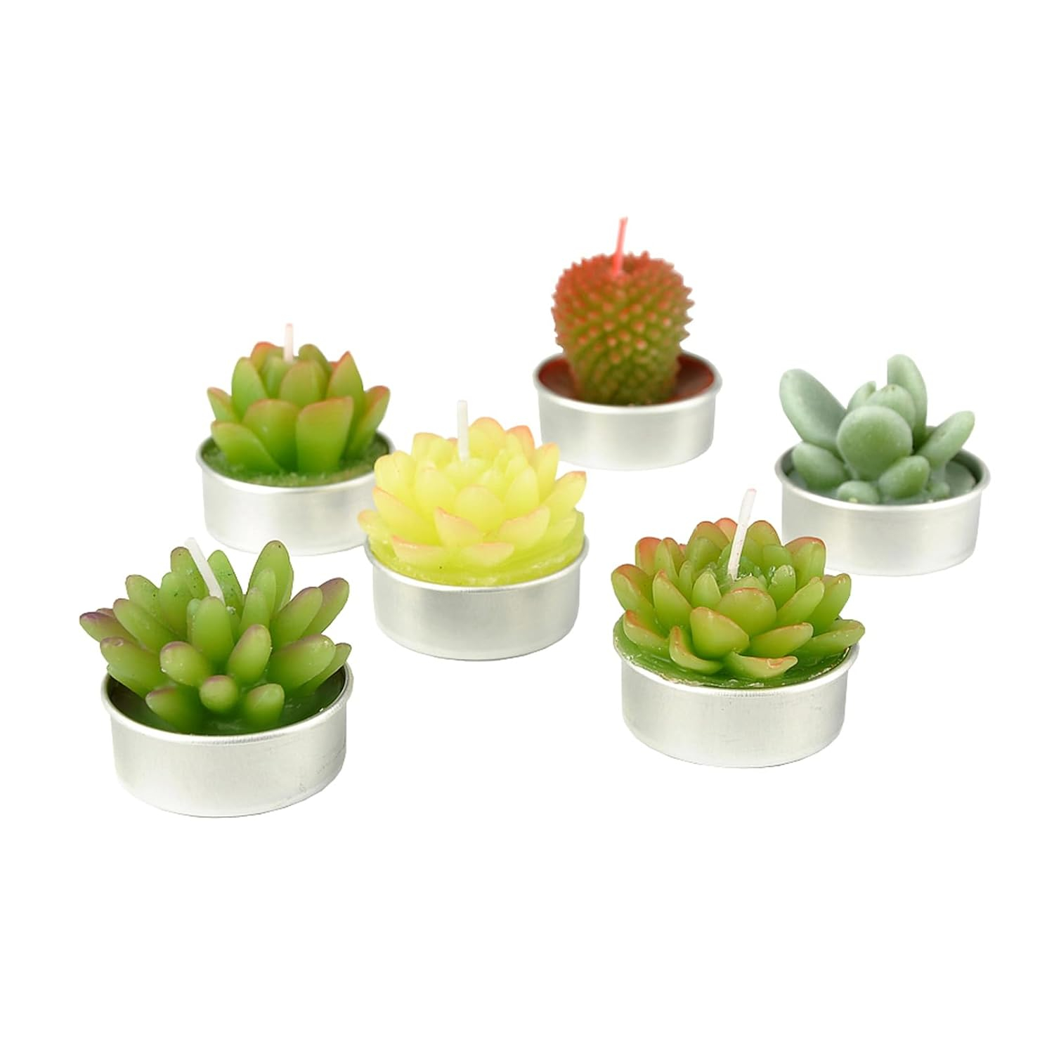 SSleng Cactus Tealight Candles, Handmade Delicate Succulent Cactus Candles（ Perfect for Birthday Party ,Wedding, Spa, Home Decor) C66