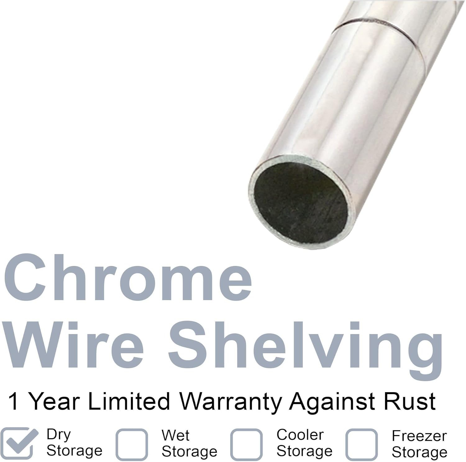 Nexel VP24487NC 24 x 48 x 74 in. 4 Tier Economy Wire Shelving Starter Unit, Nickel Chrome
