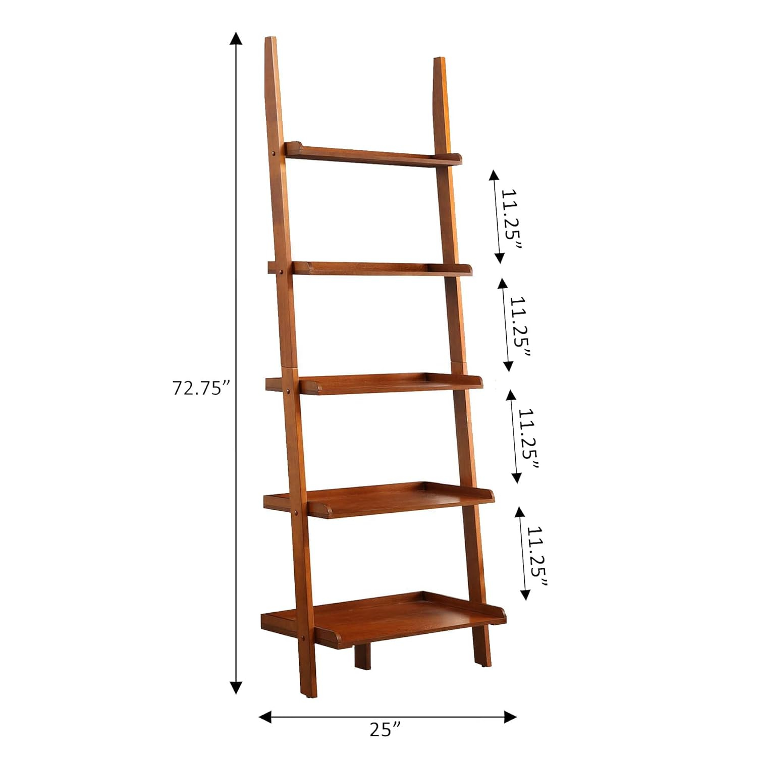 Convenience Concepts American Heritage 5-Shelf Ladder Bookcase, Cherry