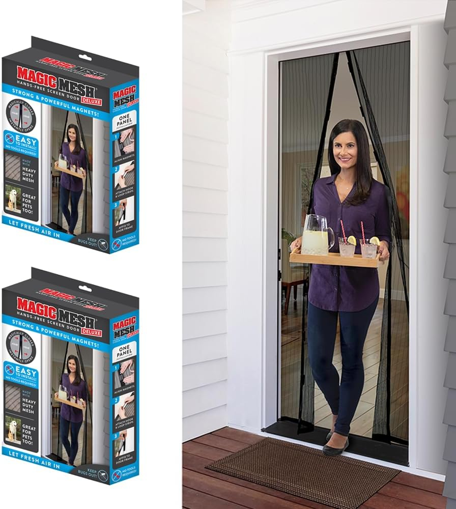 Magic Mesh Deluxe Hands Free Magnetic Screen Door 83" x 39" Black