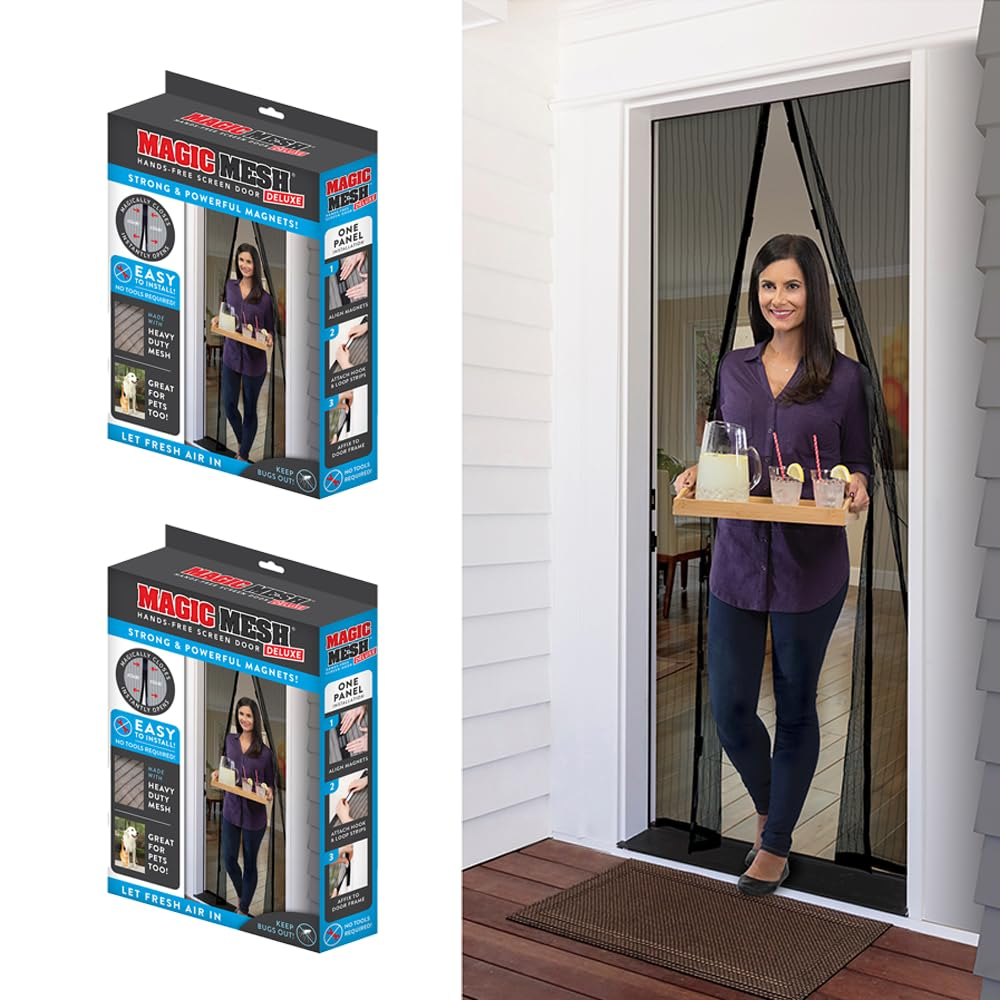 Magic Mesh Deluxe Hands Free Magnetic Screen Door 83" x 39" Black