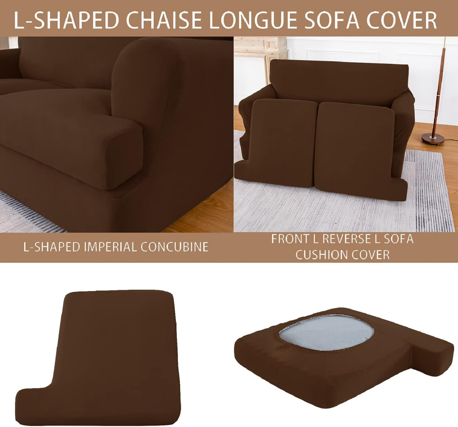 molasofa T Cushion Loveseat Slipcover with 2 Individual T Cushion Shape Seat Covers for Home Décor, 3 Pieces Stretchable, Washable, Non-Pilling, Non-Slip Loveseat Covers (Loveseat,Chocolate)