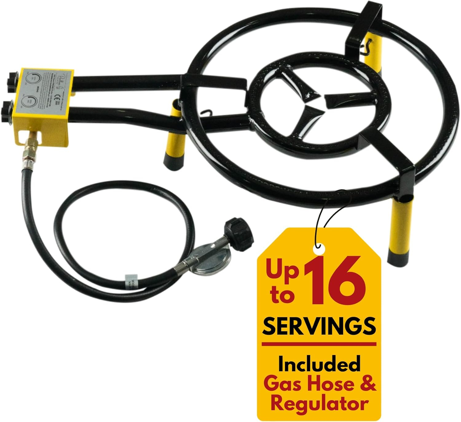 Paella Burner and Stand Set 24 Inch Triple Ring Propane Burner Outdoor Stove with Table Top Stand & Regulator Portable Gas Cooker Wok Burner for Camping Crawfish Boil Cooking Outdoor Paellera