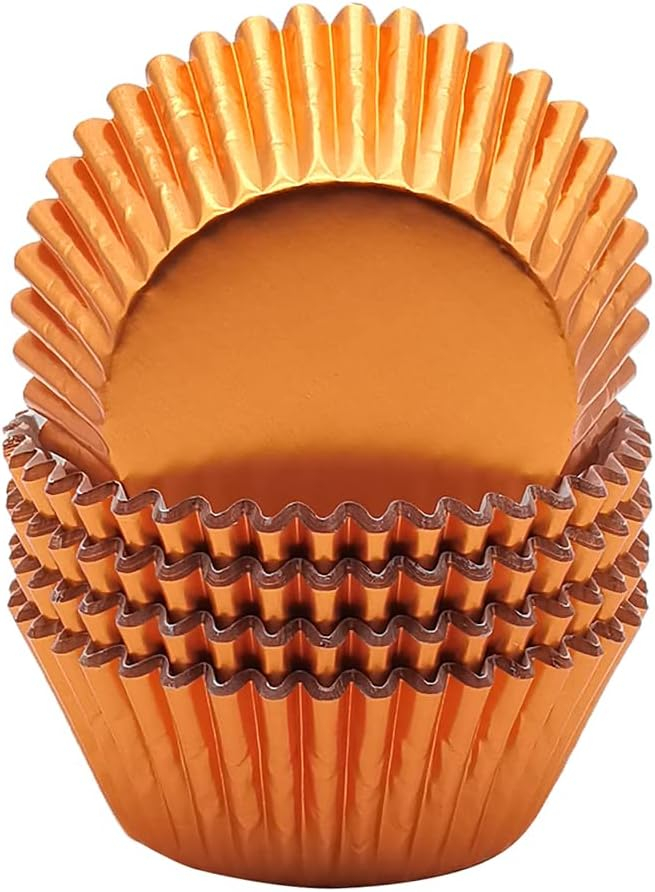 Mombake Standard Foil Orange Cupcake Liners Muffin Baking Cups for Party and More, 100-Count