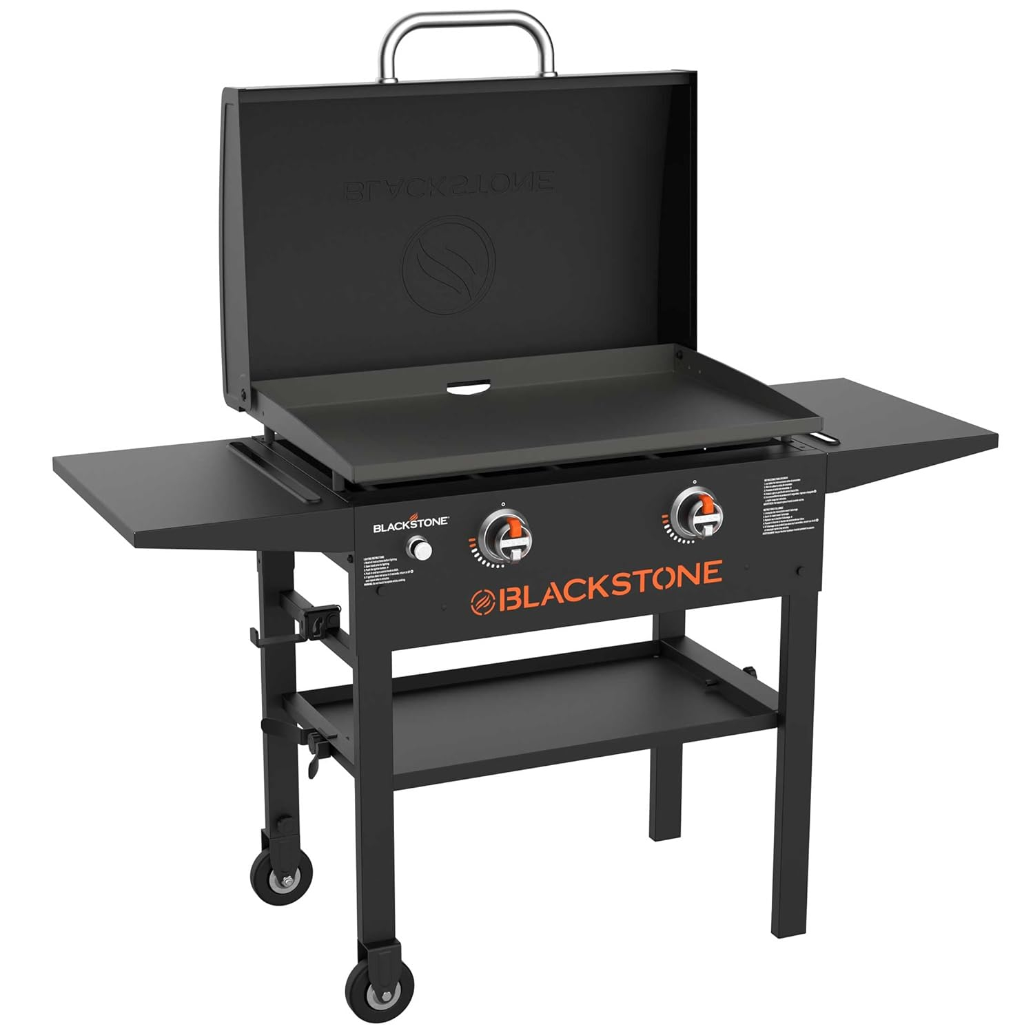 Black 28" Steel Propane Outdoor Griddle with Hood