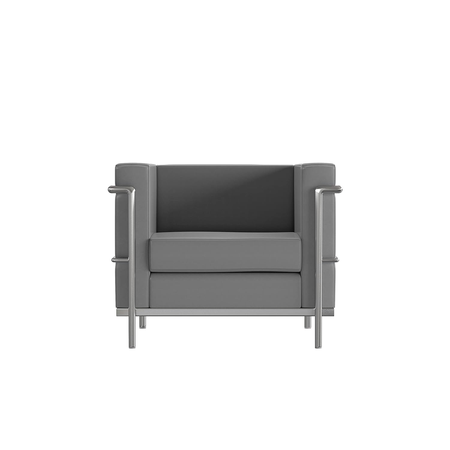 Flash Furniture Hercules Regal Series Contemporary Gray LeatherSoft Chair with Encasing Frame