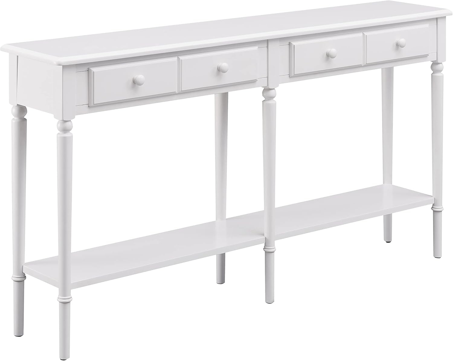 Leick Home Coastal Notions Solid Wood Console Table with Shelf, White