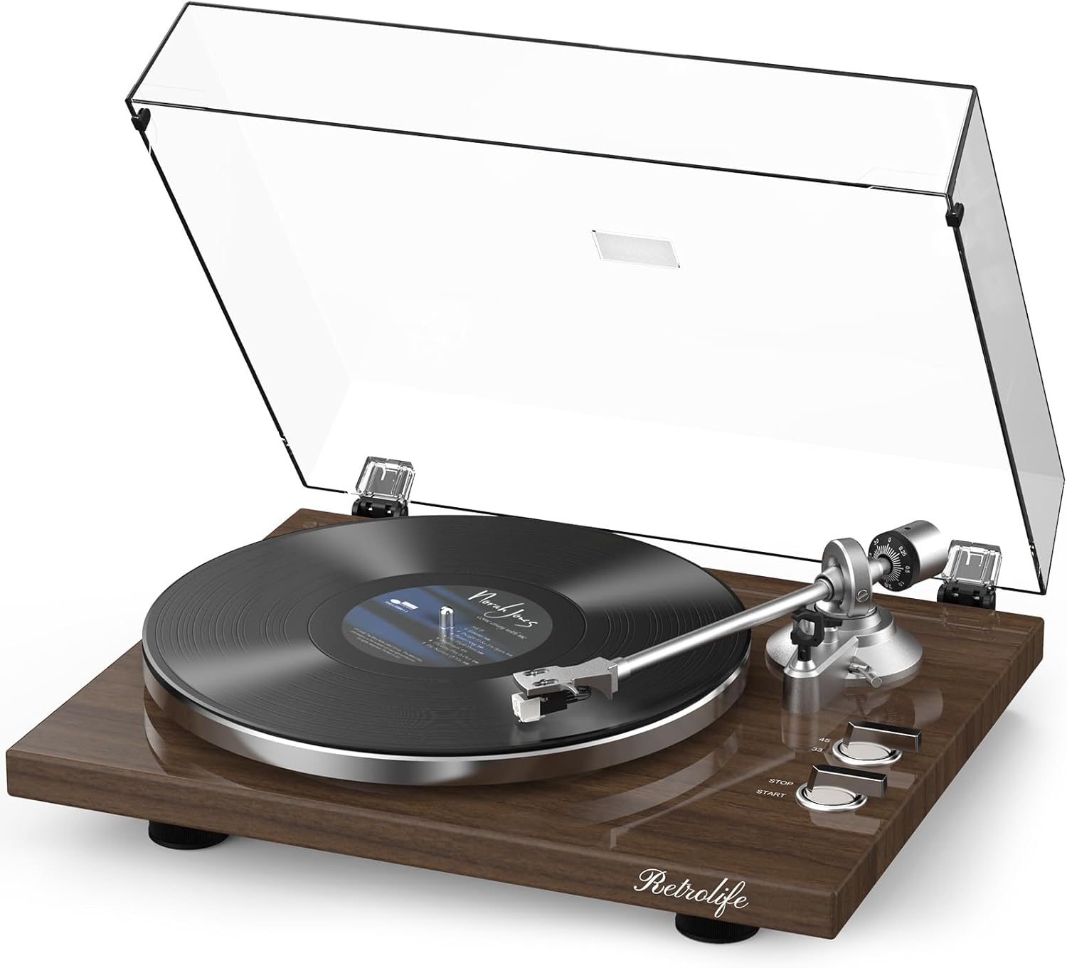 Turntables Record Player with Wireless Output Connectivity Vinyl Player Belt-Drive Support 33 45 RPM Speed Phono Line USB Digital to PC Recording with Advanced MM Cartridge ATN3600L Light Brown