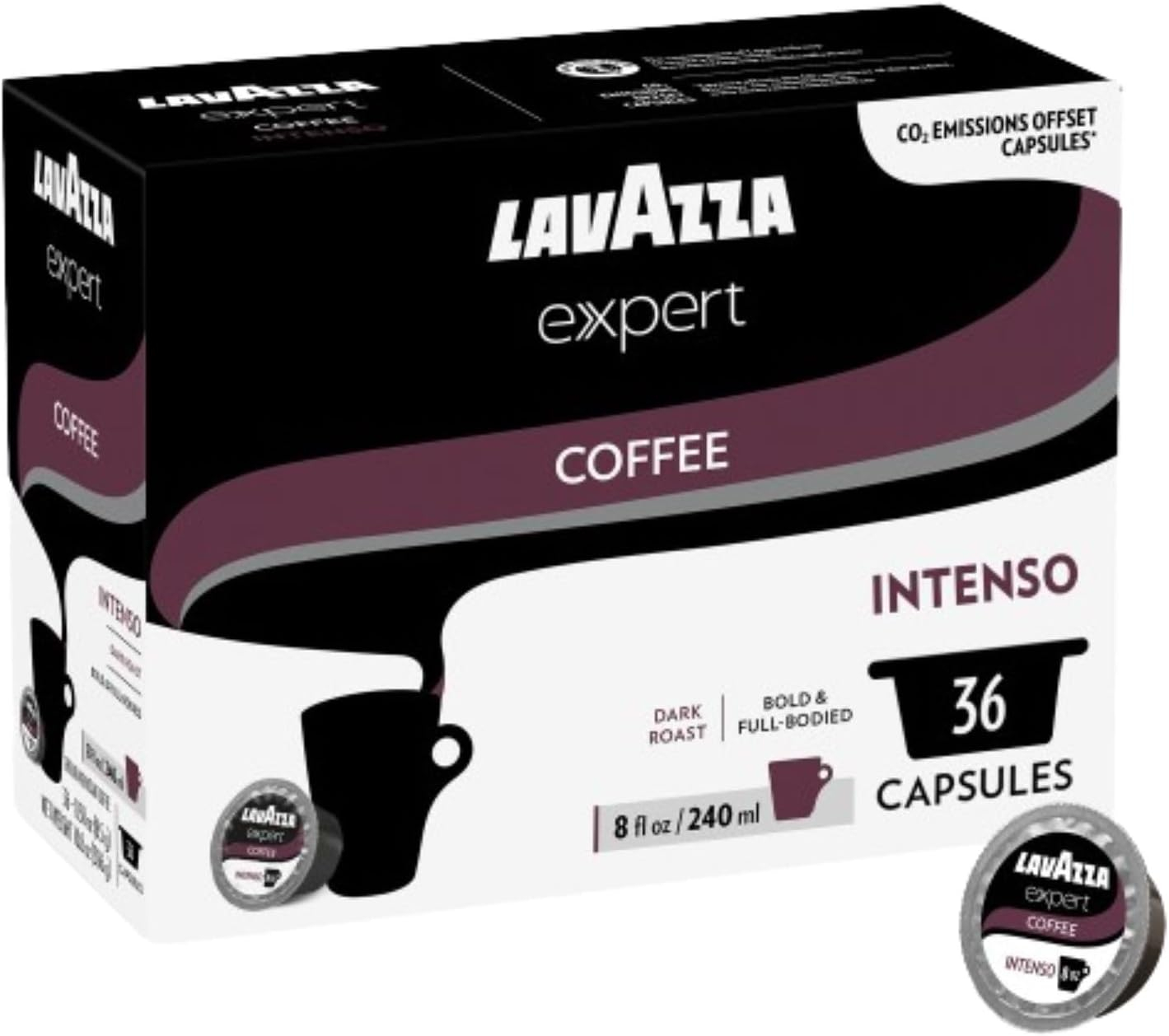 Lavazza Expert Intenso Coffee Capsules, Dark Roast, Arabica and Robusta Blend, Compatible with Lavazza Classy Plus Machine (36 Capsules)