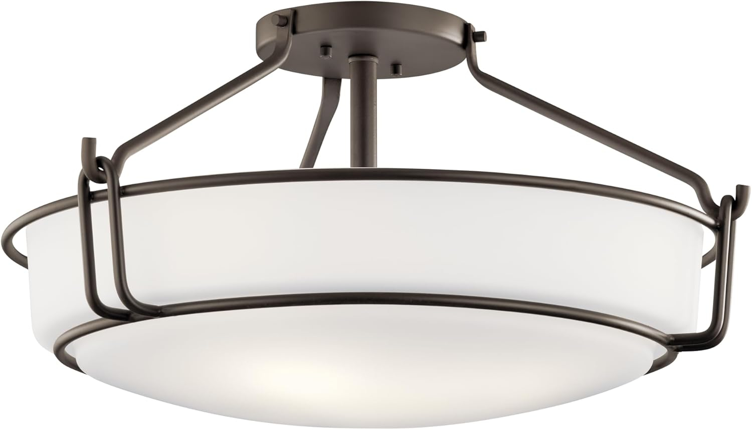 Alkire 22" Olde Bronze Semi-Flush Ceiling Light with Satin Etched Glass