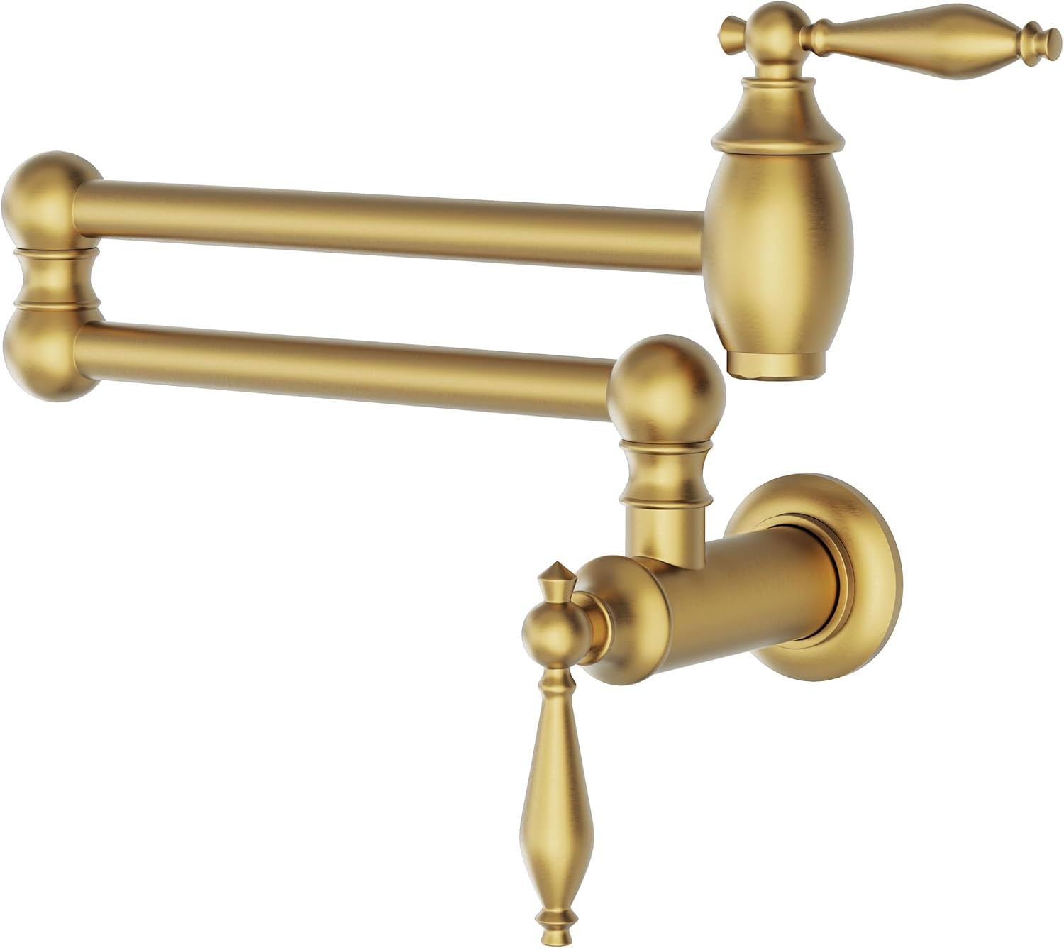 GIMILI Pot Filler Brushed Gold Kitchen Sink Pot Filler Faucet Wall Mount Kitchen Faucets Over Stove Faucet Brass Folding Faucet with Double Joint Swing Arms