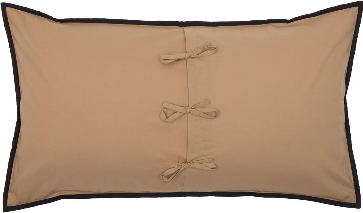 King Size Black and Tan Cotton Sham with Star Design