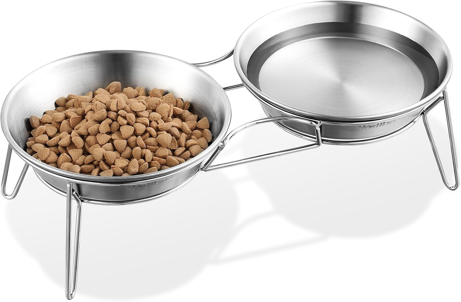 Elevated Cat Bowls, 5.9 Inch Wide Stainless Steel Cat Food Bowls with Metal Stand Whisker Stress-Free, Raised Food and Water Dish for Cats, Kitten, Puppies and Small Dogs-2 Pack