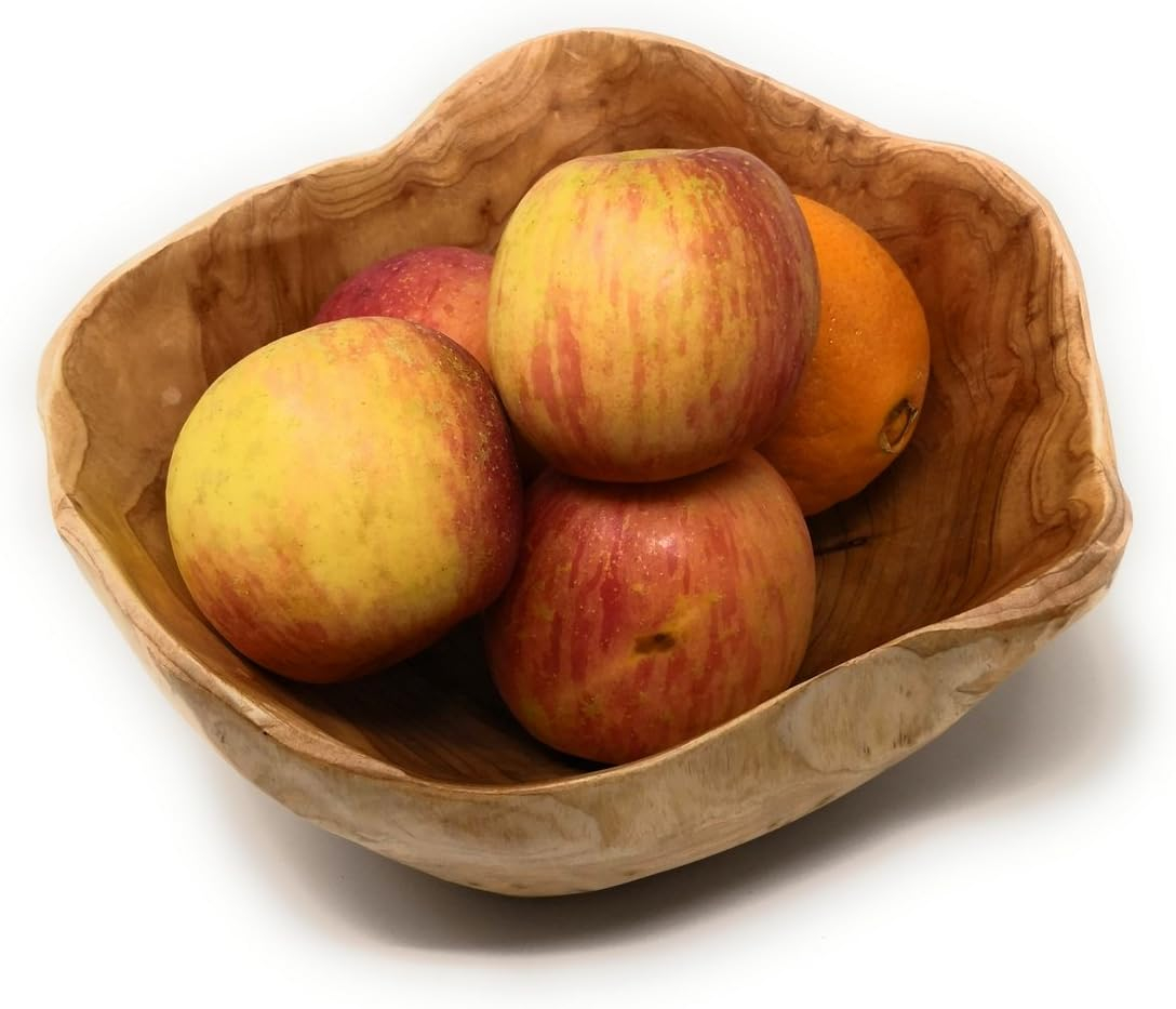 THY COLLECTIBLES Wooden Deep Bowl Handmade Storage Natural Root Wood Crafts Bowl Fruit Salad Serving Bowls (Medium 10"-12")