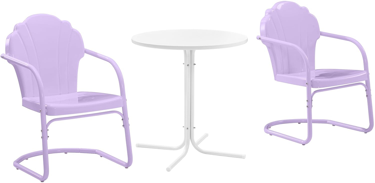 Crosley Tulip 3 Piece Retro Outdoor Bistro Set in Lavender