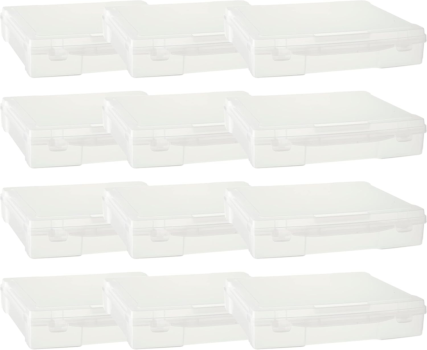 Caja de Almacenamiento de Plástico para Álbumes de Recortes de 12" x 12" de Simply Tidy - Caja Portátil para Documentos - Papeles - Costura - Manualidades - Transparente - Paquete de 12 a Granel