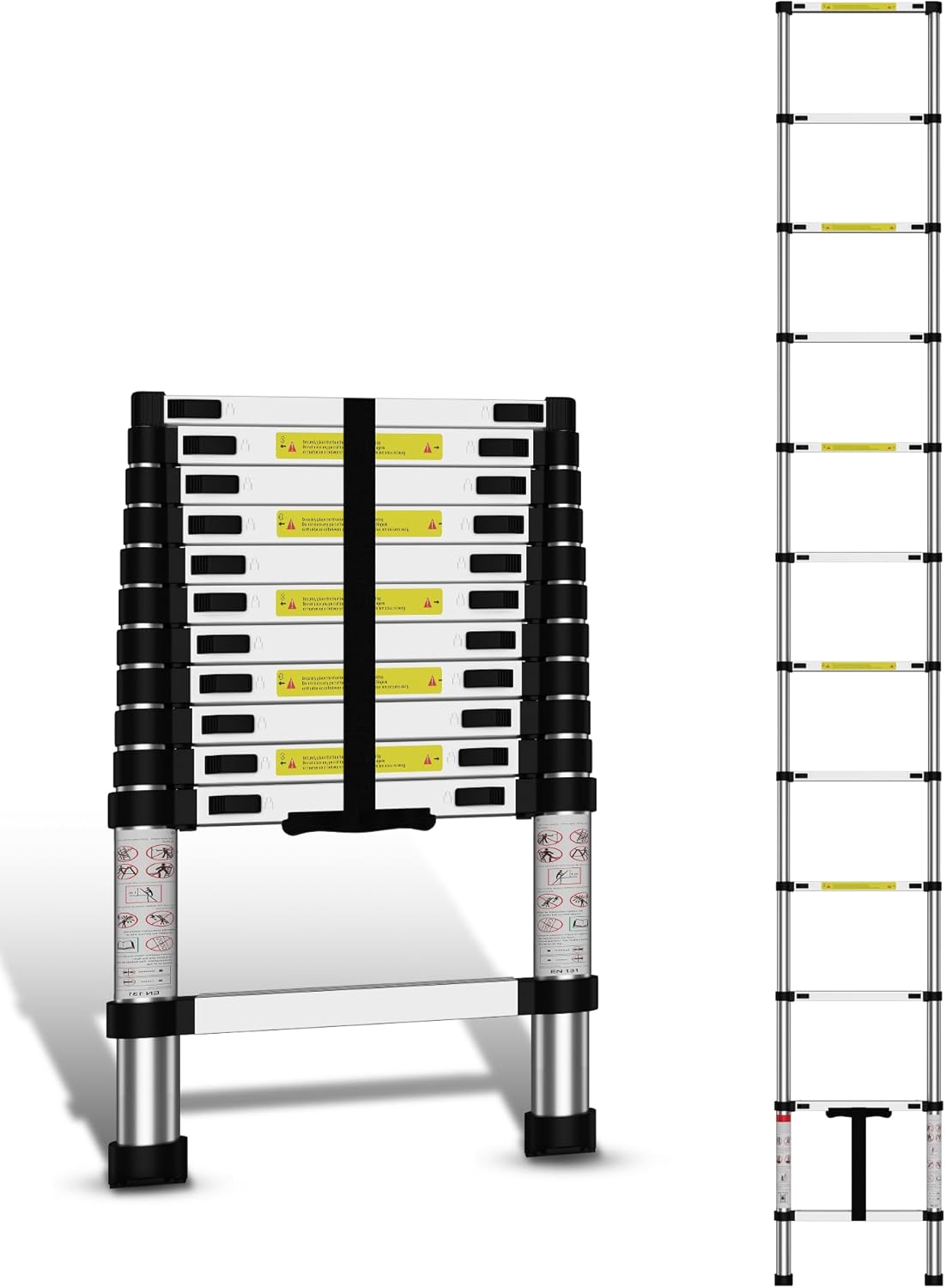 Telescoping Ladder,14.5 FT Multi-Purpose Collapsible Telescopic Extension Ladders, Aluminum telescoping Ladder for Indoor Or Outdoor, Heavy Duty 330 lbs Load