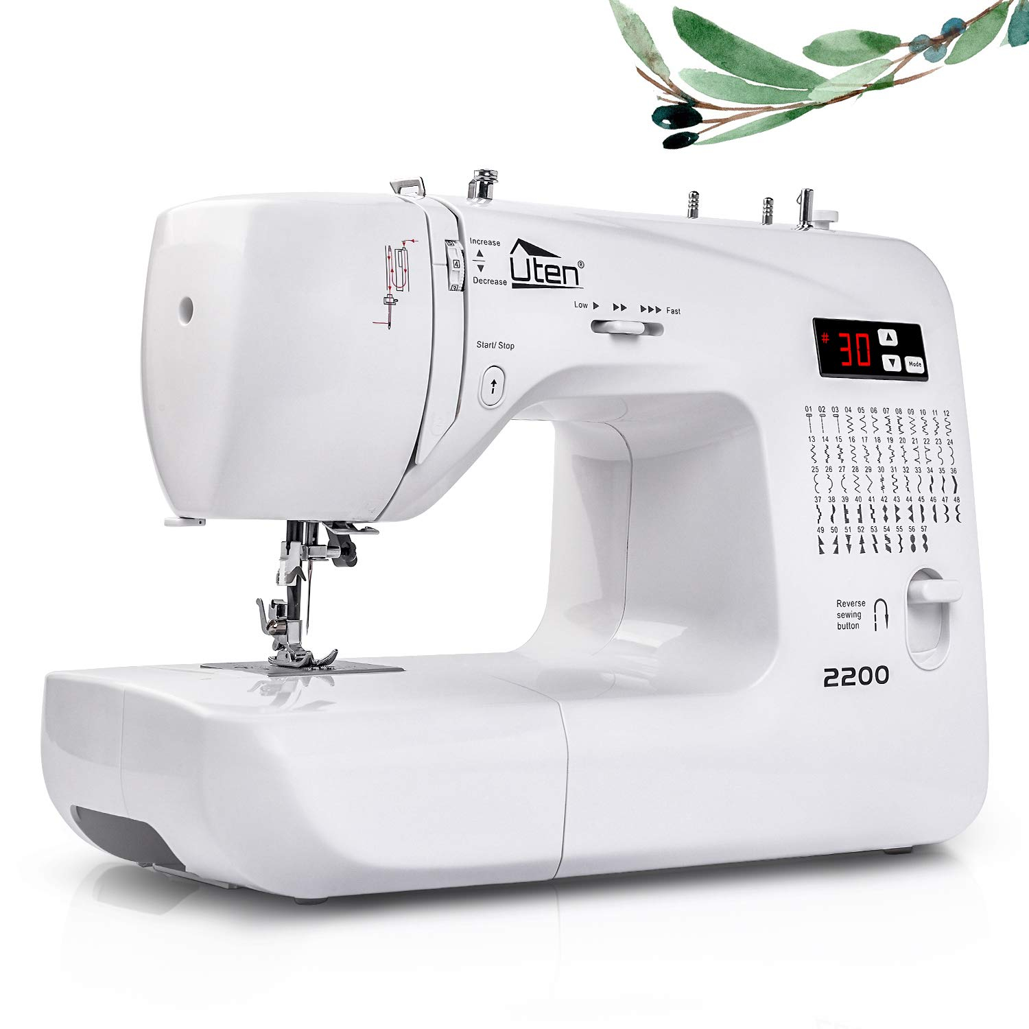 Uten Portable White Computerized Quilting Sewing Machine