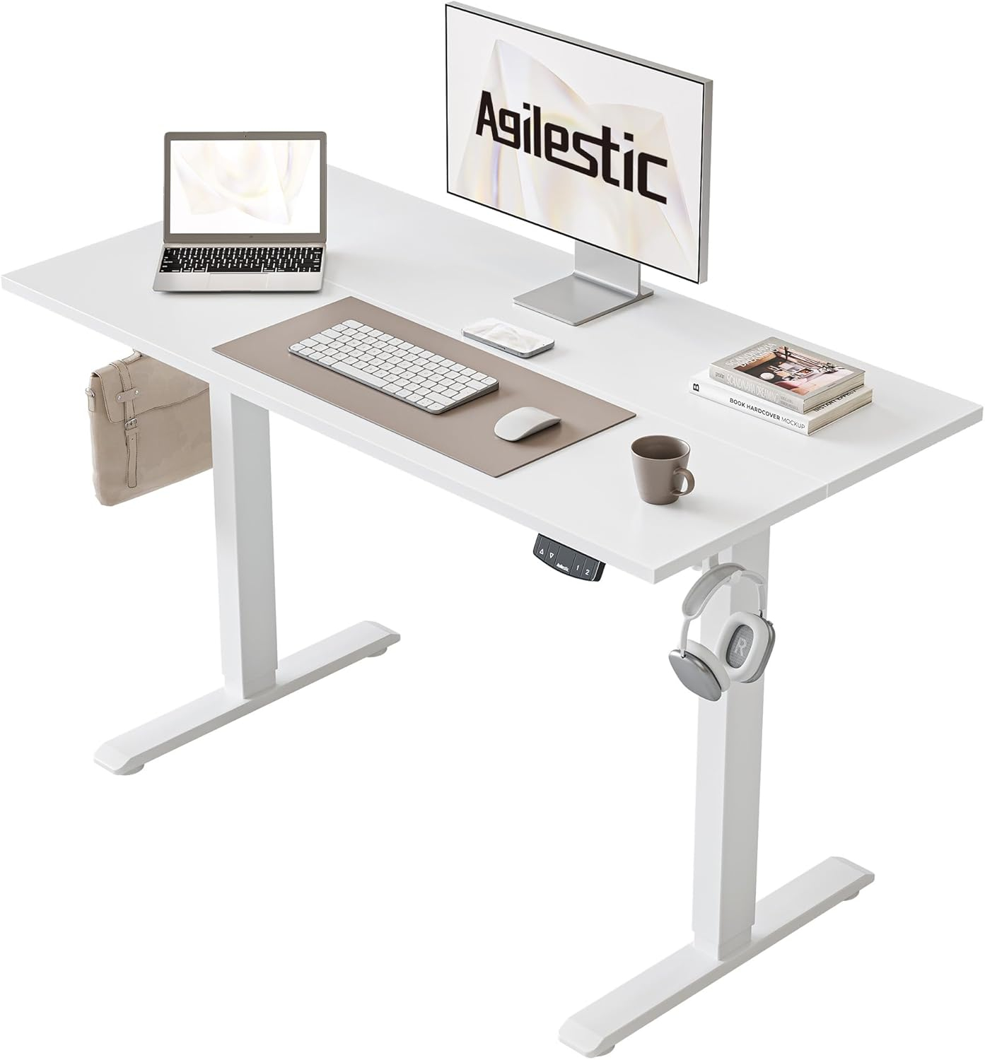 edx Electric Standing Desk, Height Adjustable Desk, 40 x 24 Inches Ergonomic Stand up Desk with Memory Preset and T-Shaped Metal Bracket for Home Office