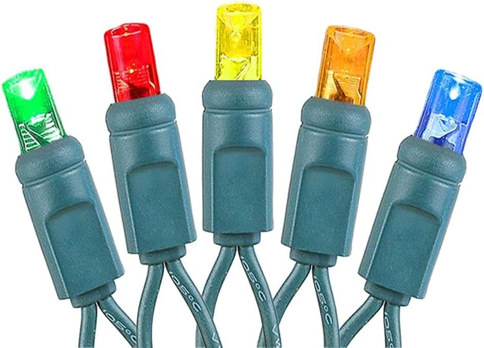Novelty Lights 20 Light Battery Operated LED Christmas Mini Light Set, Multi, Green Wire, 8' Long