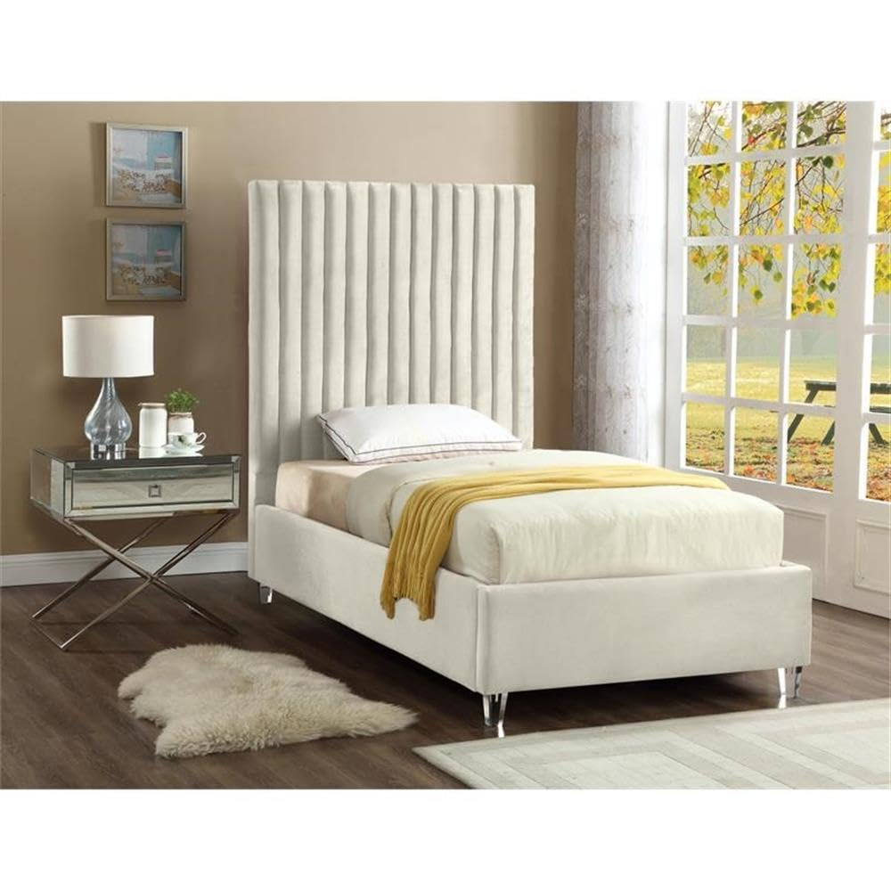 Meridian Furniture Candace Cream Velvet Full Bed