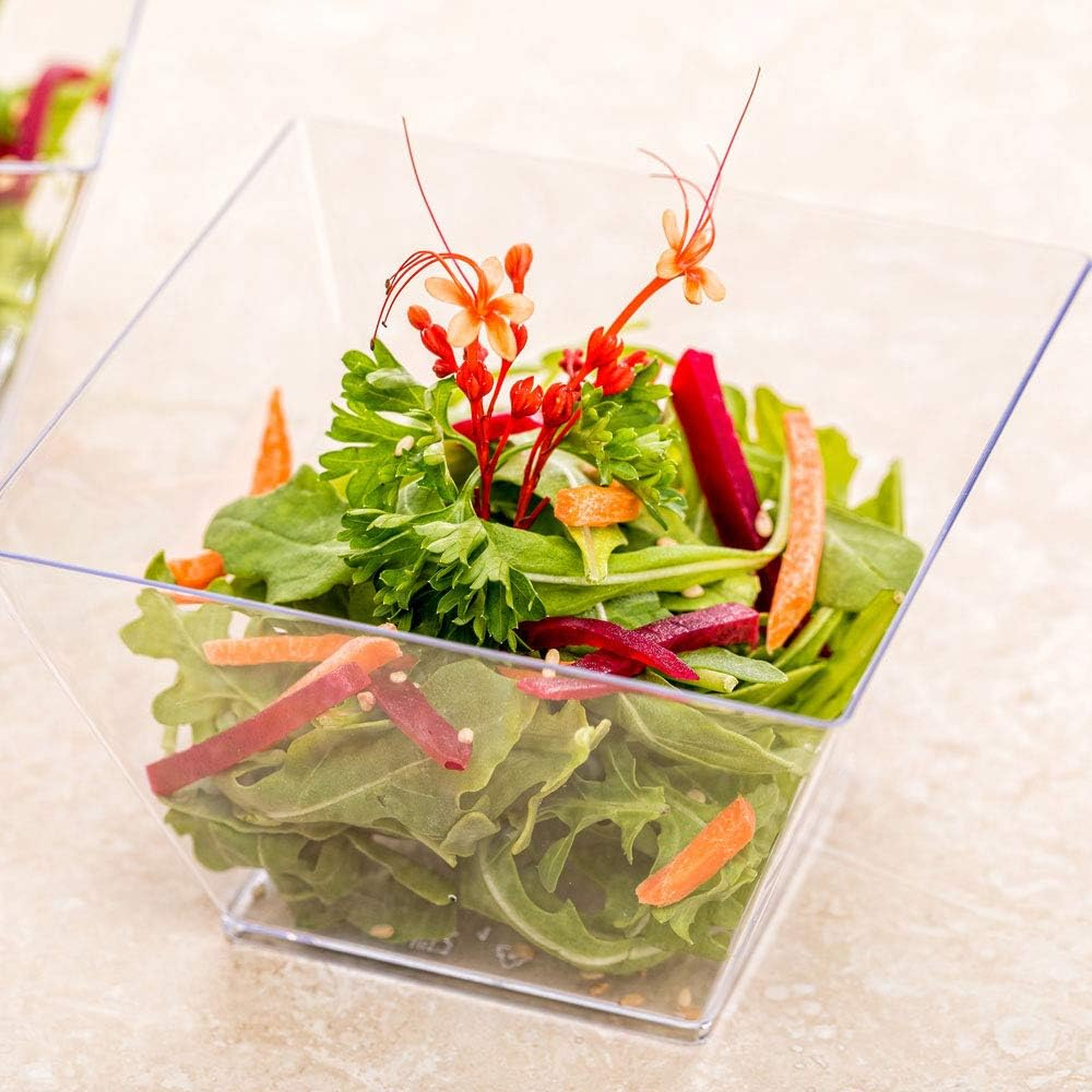 Restaurantware 16 Ounce Large Kova Bowls 100 Disposable Salad Bowls - Lids Sold Separately Sturdy Clear Plastic Appetizer Bowls For Salads Layered Cakes At Catered Events