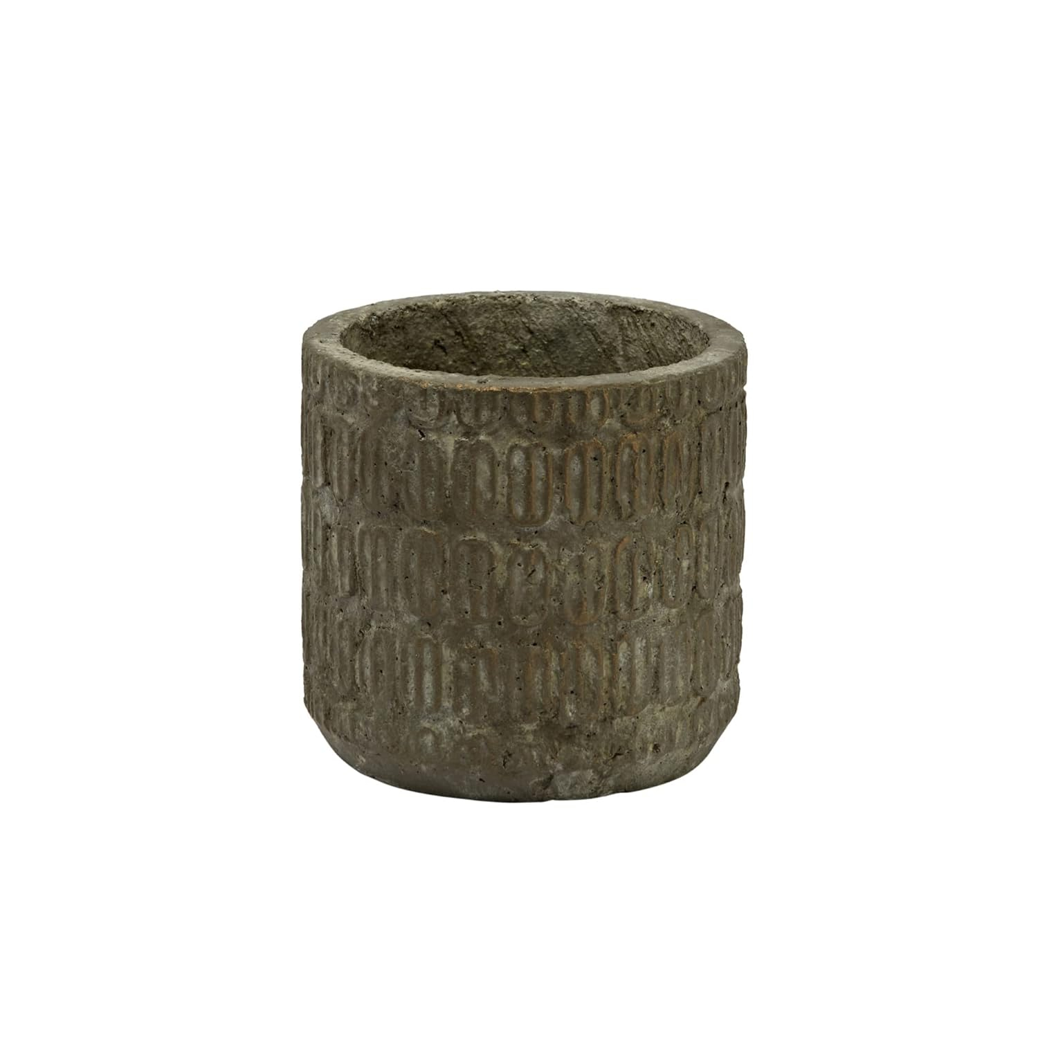 Distressed Black Cement 6.75" Debossed Planter