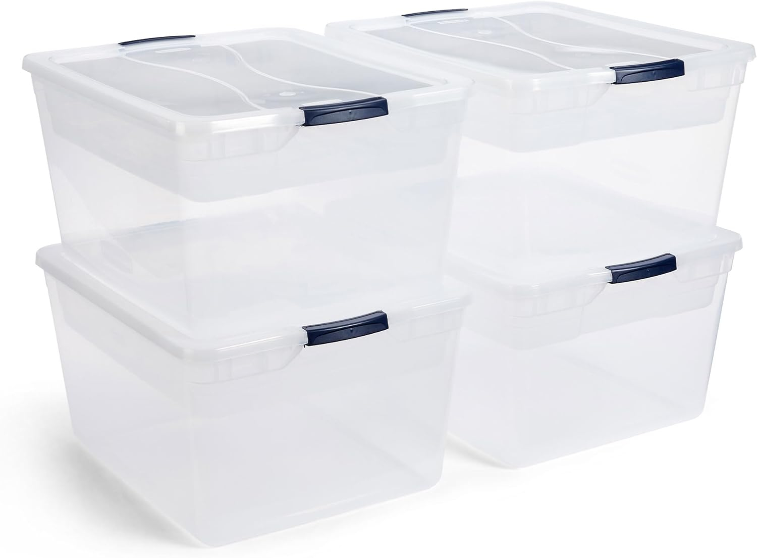 Clear Stackable Plastic Storage Bins with Latching Lids, 71 Quart
