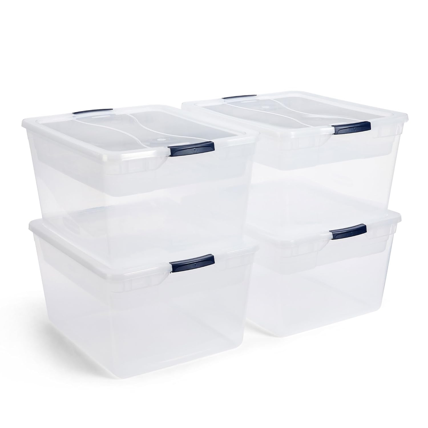 Clear Stackable Plastic Storage Bins with Latching Lids, 71 Quart