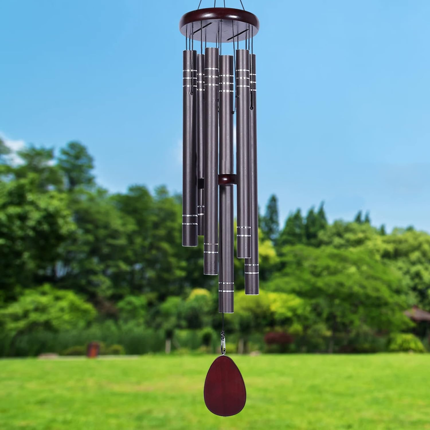 Noble House Sympathy Wind Chimes Outdoor Large Deep Tone,42" Memorial Wind Chimes for Loss of Loved ones,Big Wind Chimes, Both Indoor Decor and Outdoor Decor in Your Garden,Yard and Patio (Dark Brown)