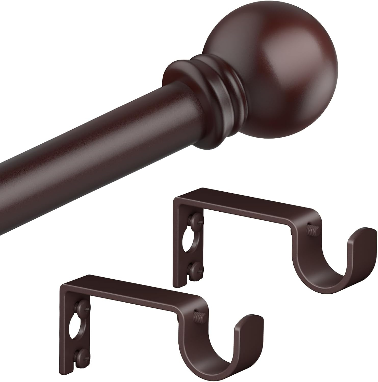 Bronze Curtain Rods for Bedroom with Brackets,5/8 Inch Diameter Small Window Curtain Rod 28 to 48 Inches,Easy Install Drapery Rods