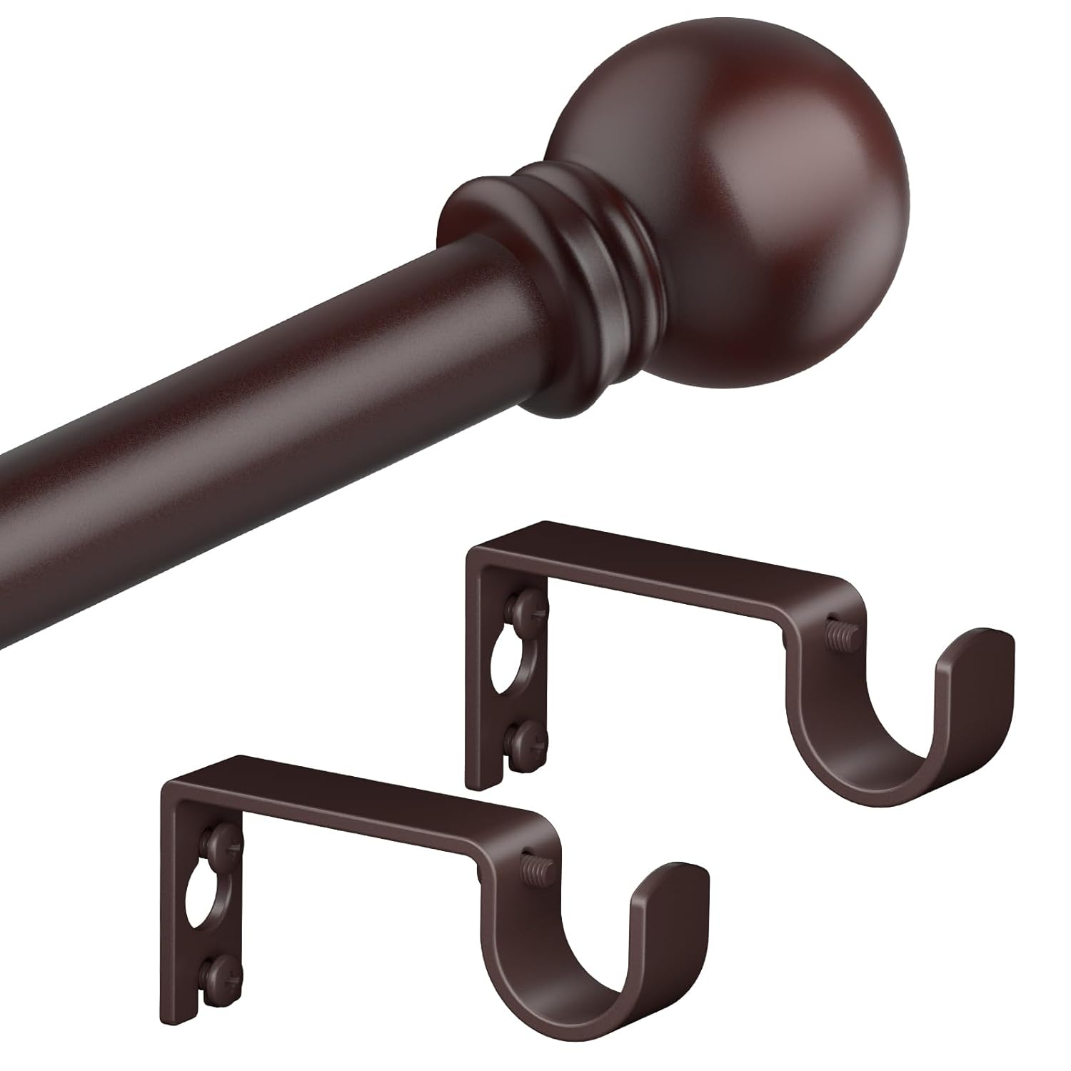 Bronze Curtain Rods for Bedroom with Brackets,5/8 Inch Diameter Small Window Curtain Rod 28 to 48 Inches,Easy Install Drapery Rods