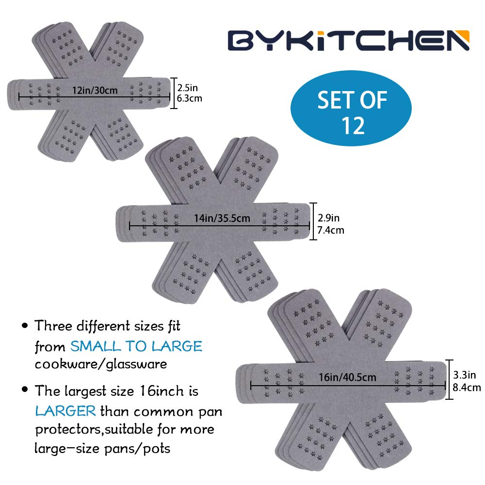 Gray Star-Shaped Polyester Felt Pan Protectors, Set of 12