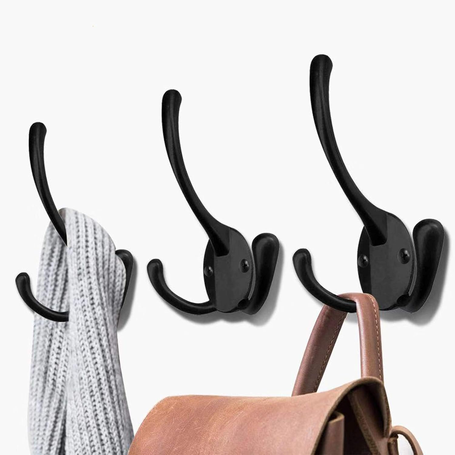 Wall Mounted Coat Hooks 5 Pack Heavy Duty Black Hardware Robe Hooks tive for Single Hanging Coats Towel Cubicle Classroom Kitchen Bath Backpack