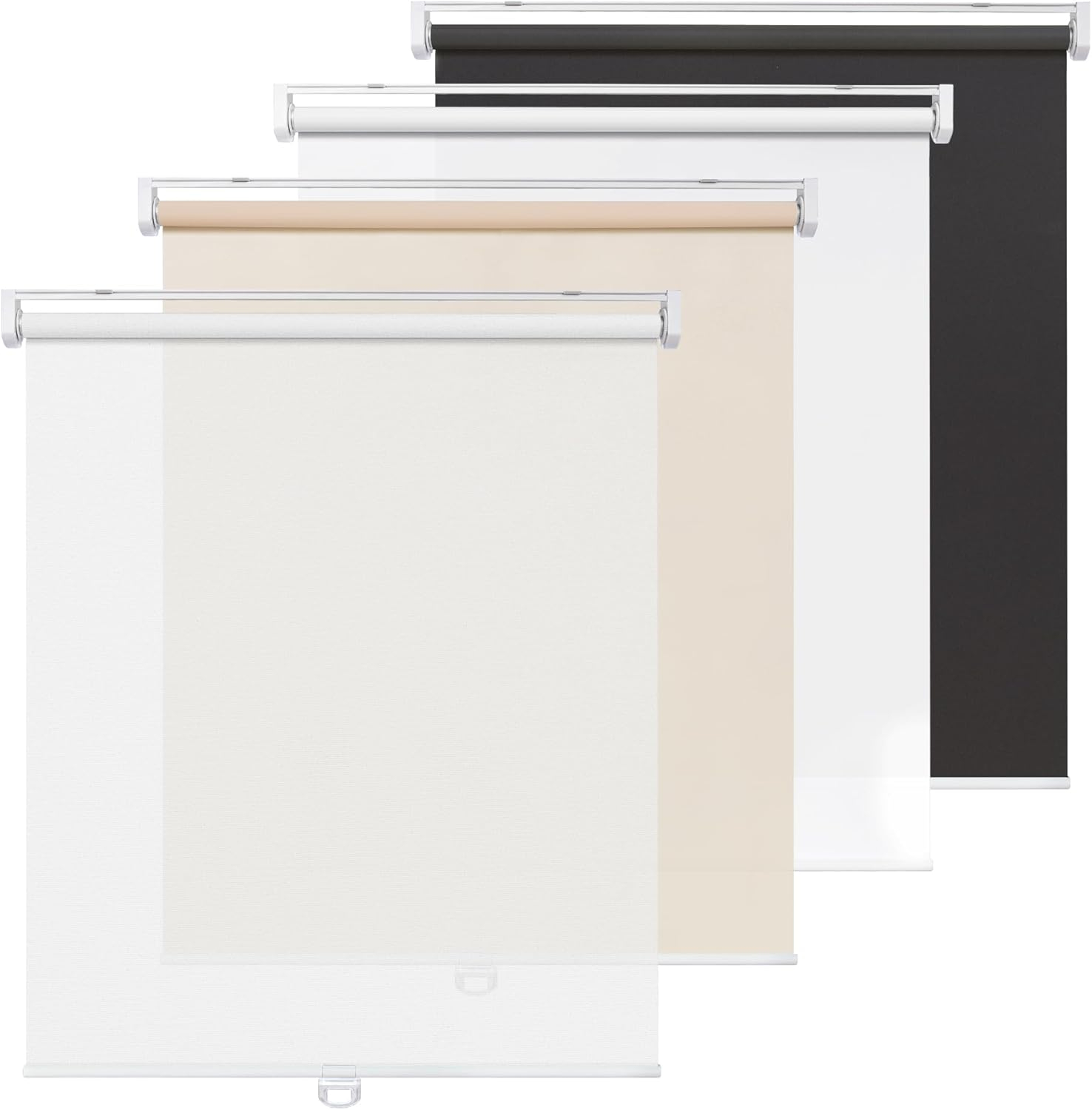 Muanna Cordless Cellular Shades No Tools No Drill Blackout Cellular Blinds for Window Size 25'' W x 48'' H, Silver White