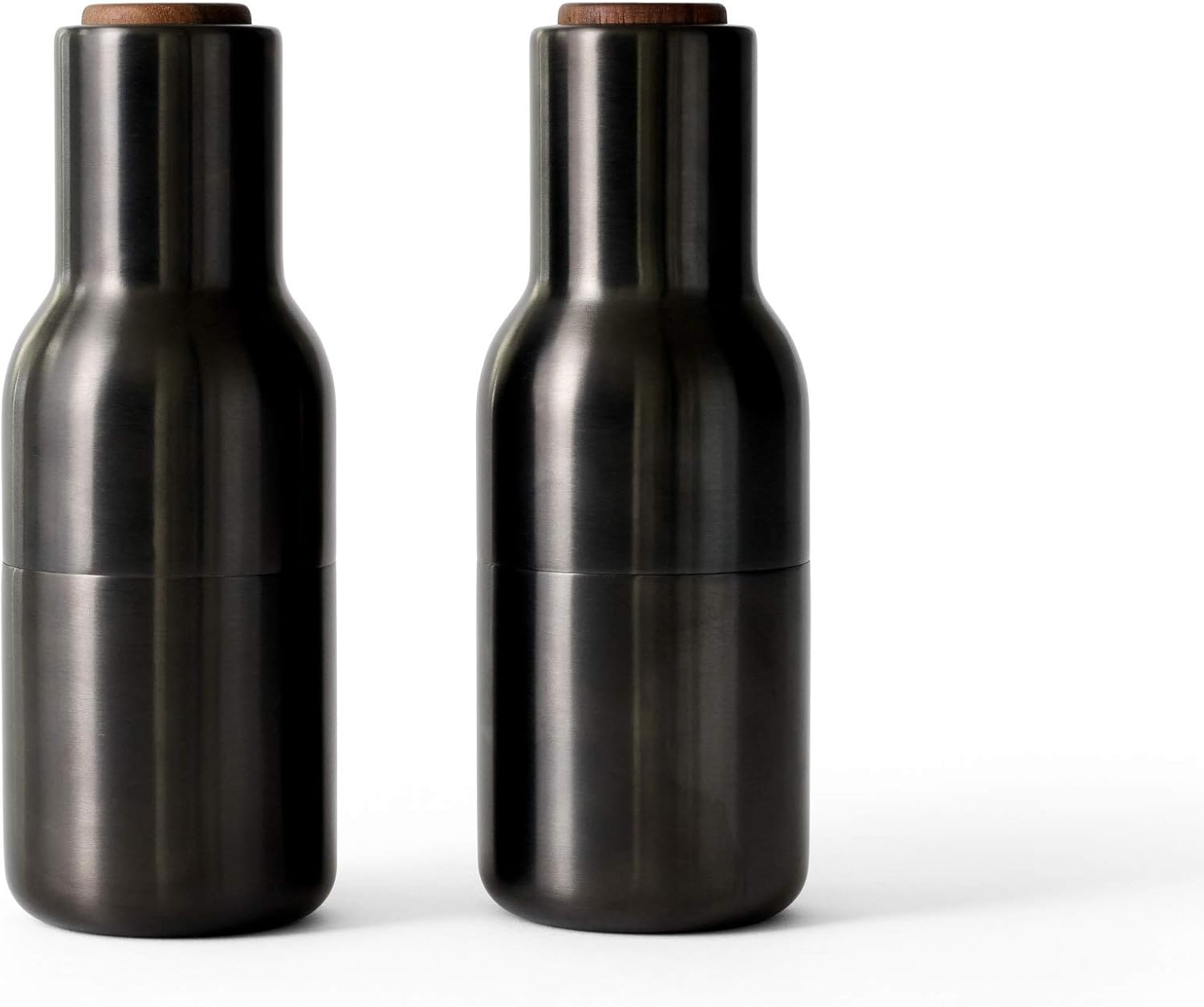 Carbon and Ash Bottle Salt and Pepper Grinder Set with Beech Lid