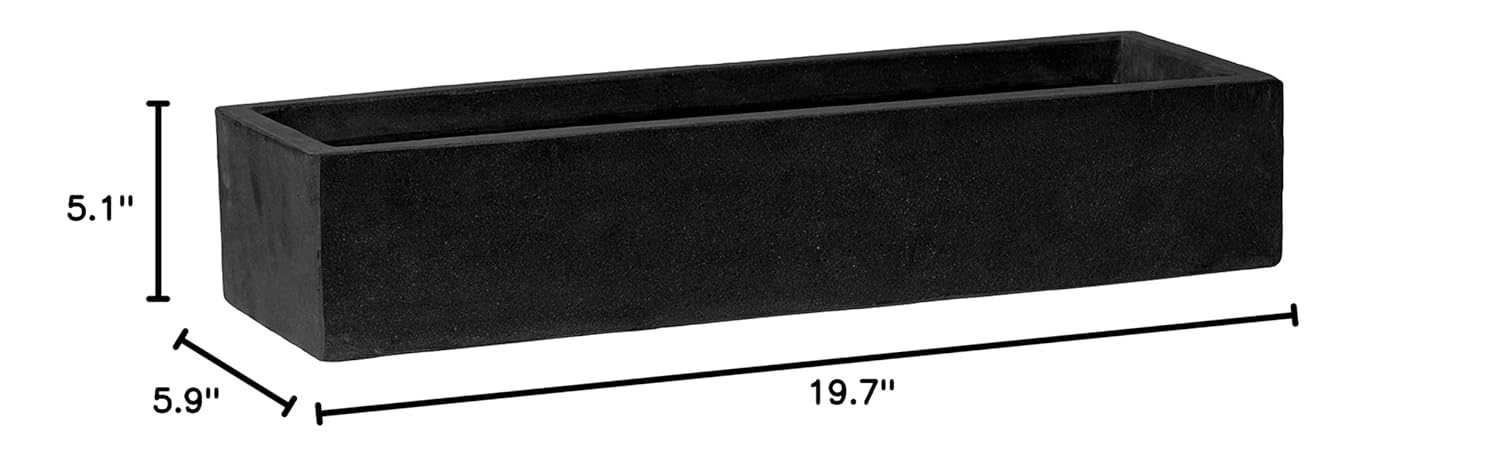 3.75 in. x 6 in. x 20 in. Black Balcony Slim Low S Planter Pot
