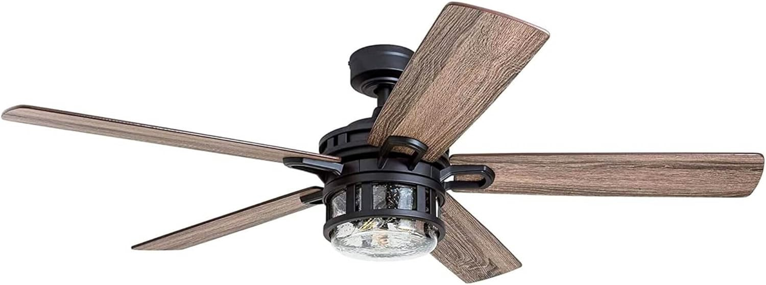 Honeywell 52-Inch Bontera Indoor 5 Blade Matte Black Craftsman Ceiling Fan with Remote Control