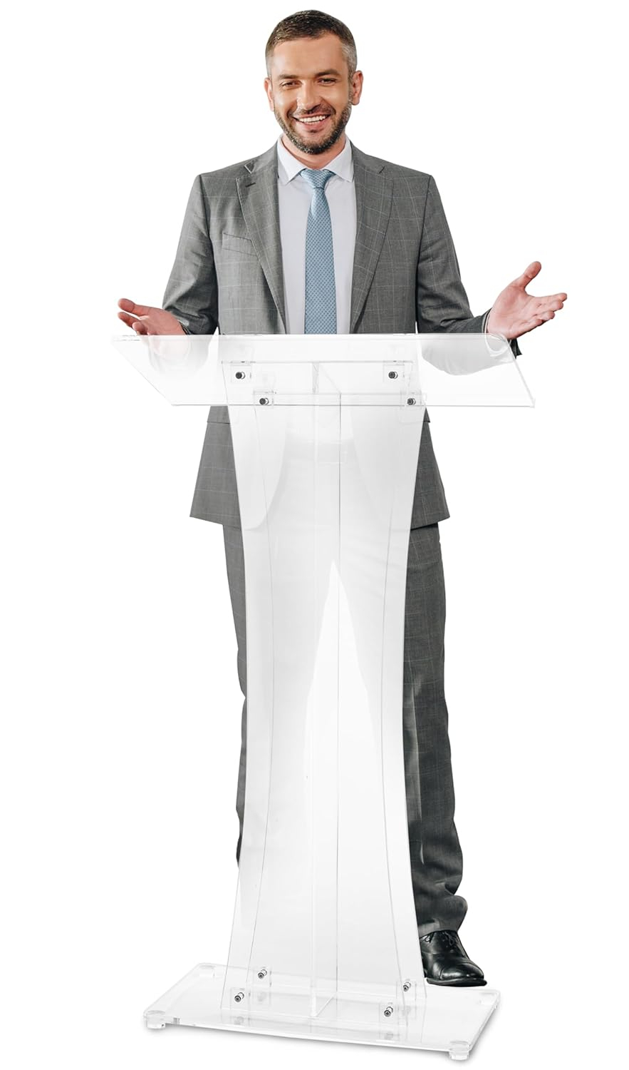 Clear Acrylic Floor Podium with Slanted Presentation Surface