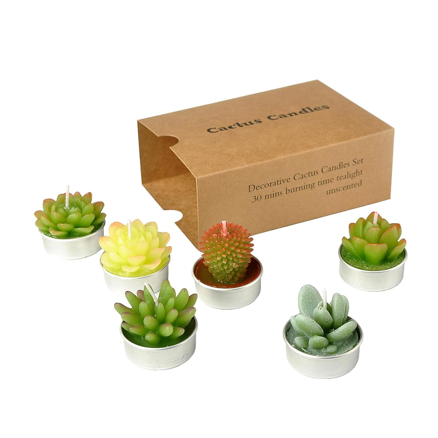 SSleng Cactus Tealight Candles, Handmade Delicate Succulent Cactus Candles（ Perfect for Birthday Party ,Wedding, Spa, Home Decor) C66