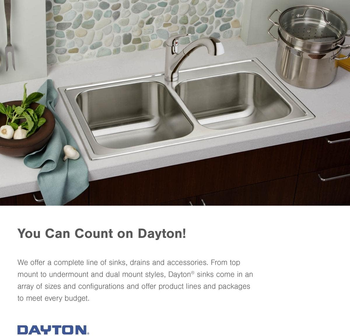 25" x 19" Stainless Steel Double Bowl Drop-In Sink