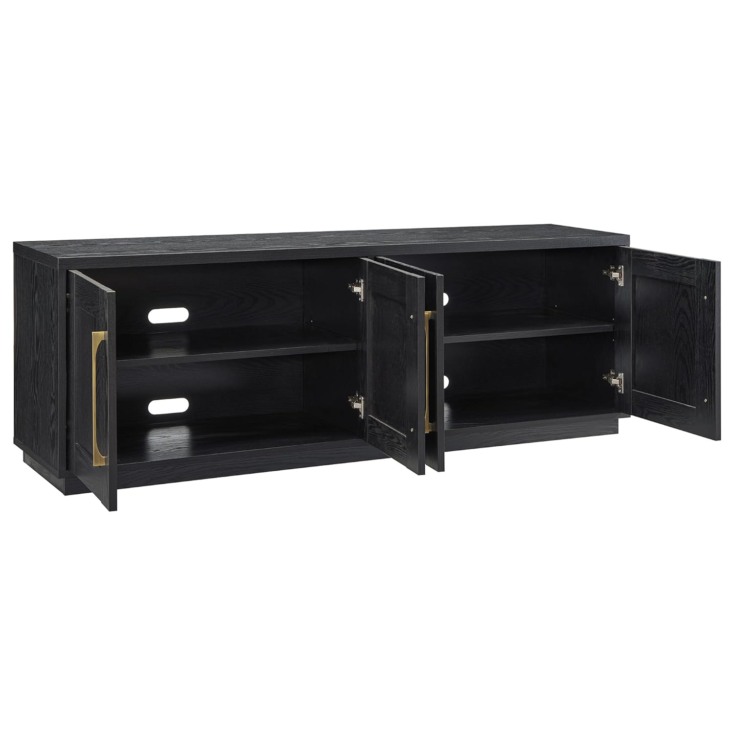 Evelyn&Zoe Tillman Rectangular TV Stand for TV's up to 75", Black Grain