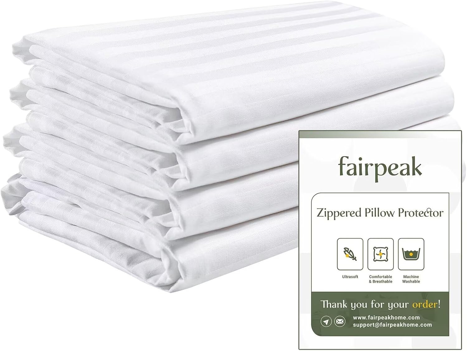 Pillow Protectors Pillow Covers 2 Pack, Zipped Pillow Cases, King Size, Luxury Hotel Quality, Breathable, Soft, Machine Washable