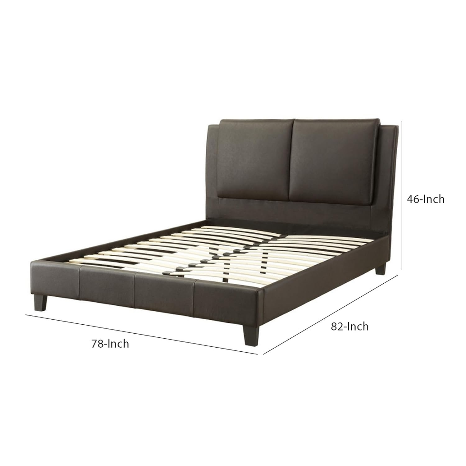 Benjara Elegant Wooden Eastern King Bed With PU Head Board, Brown