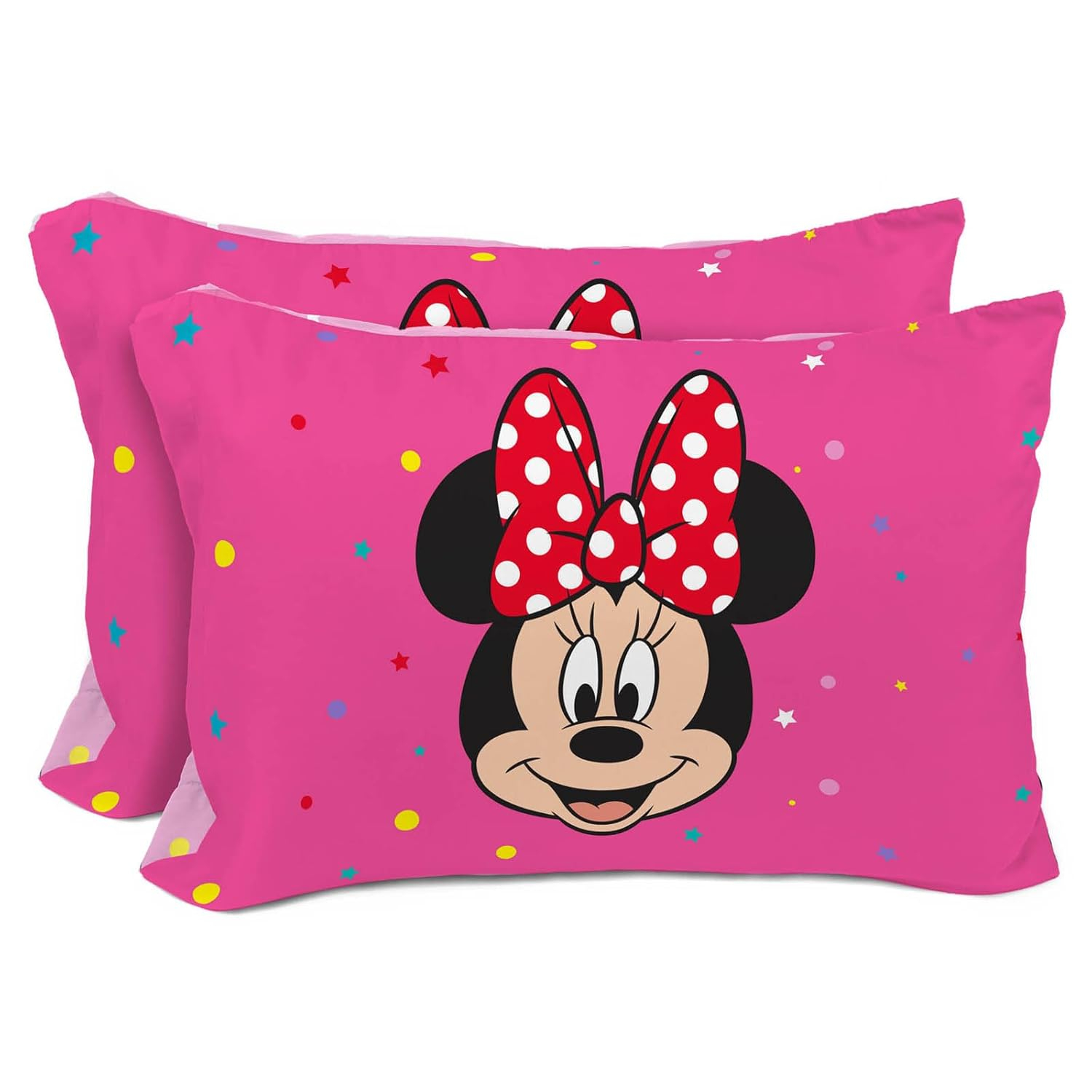 Kids Pink Minnie Mouse Reversible Microfiber Pillowcases Set