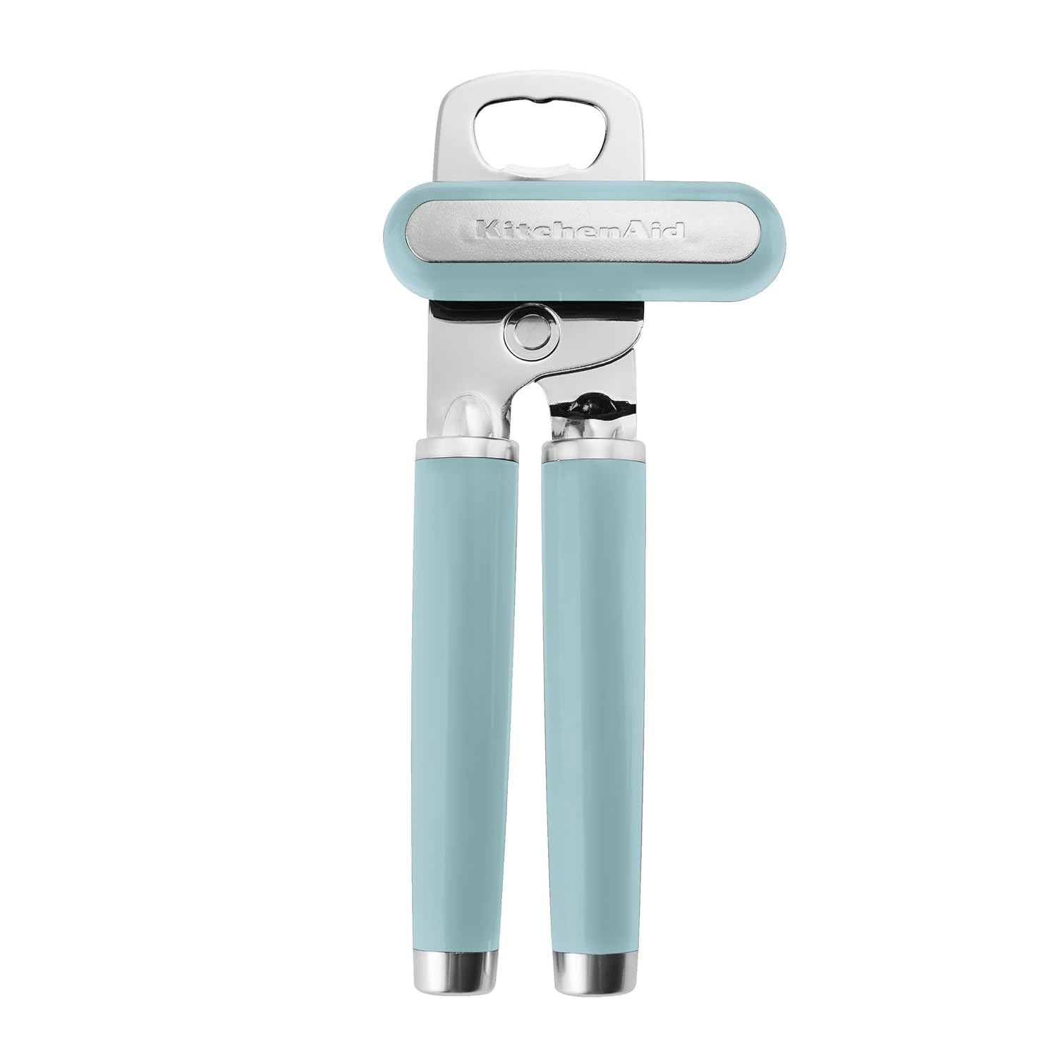 Aqua Stainless Steel Manual Can and Bottle Opener with Ergonomic Handle