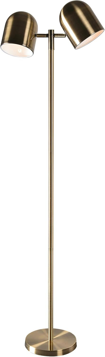 Kenroy Home 33171AB Alden Floor Lamp with Antique Brass Finish, Modern Style, 57.125" Height, 17.625" Width, 9.875" Depth